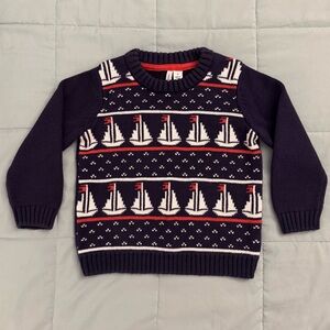 Janie and Jack Navy Sailboat Sweater